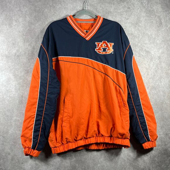 Auburn Tigers Jacket Men Large Orange Blue Pullover Side Zip Fleece Lined Sports - Picture 2 of 12